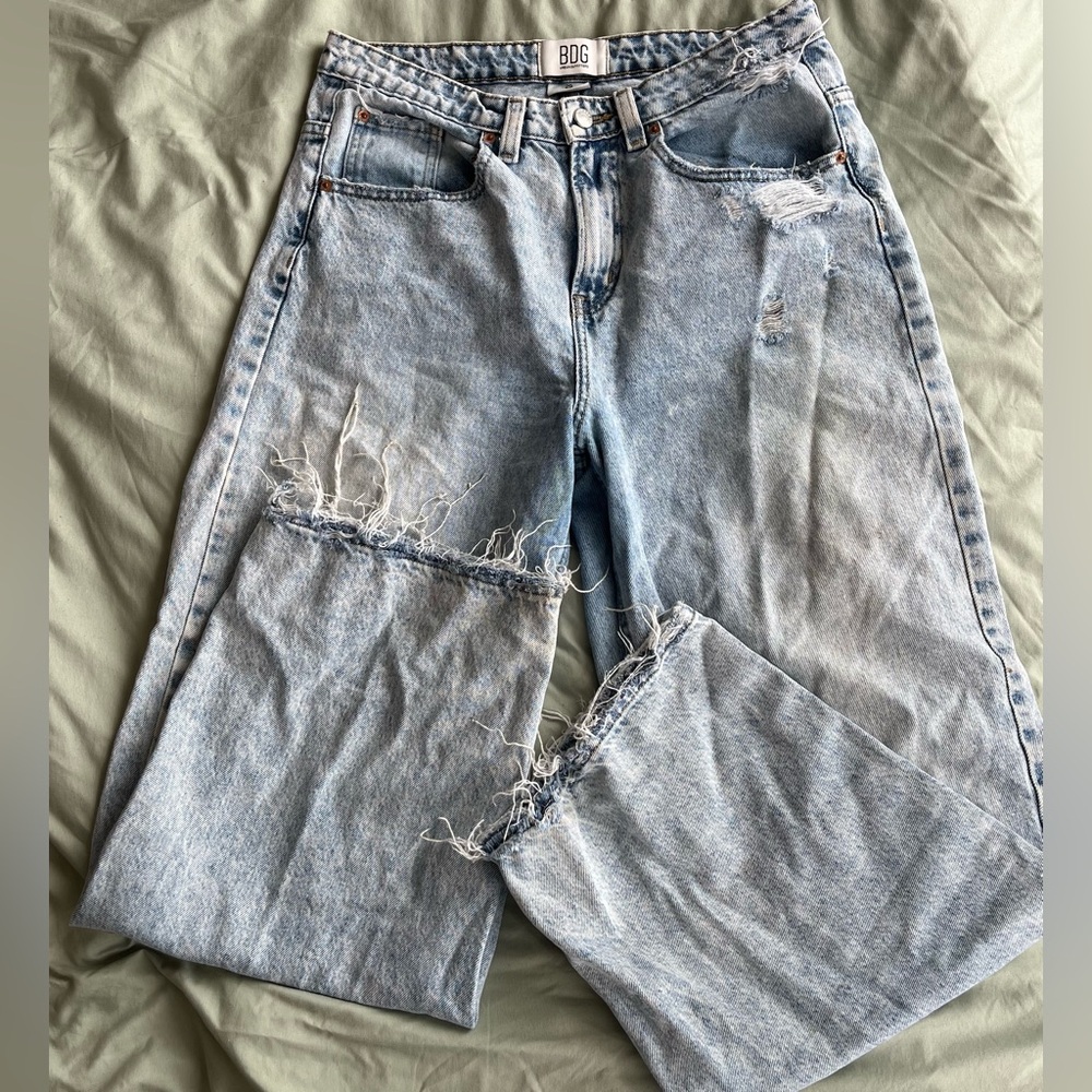 BDG Light Blue Distressed Flare Jeans